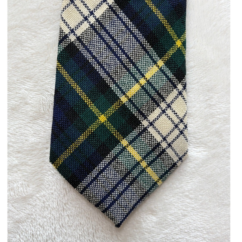 Gordon Blue Green Plaid Wool Tartan Necktie Mens OS Excellent